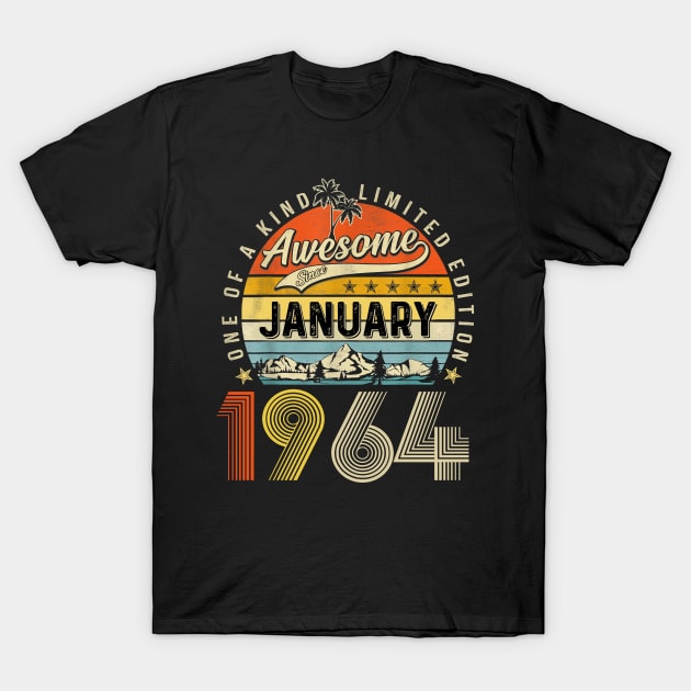 Awesome Since January 1964 Vintage 59th Birthday T-Shirt by Mhoon 